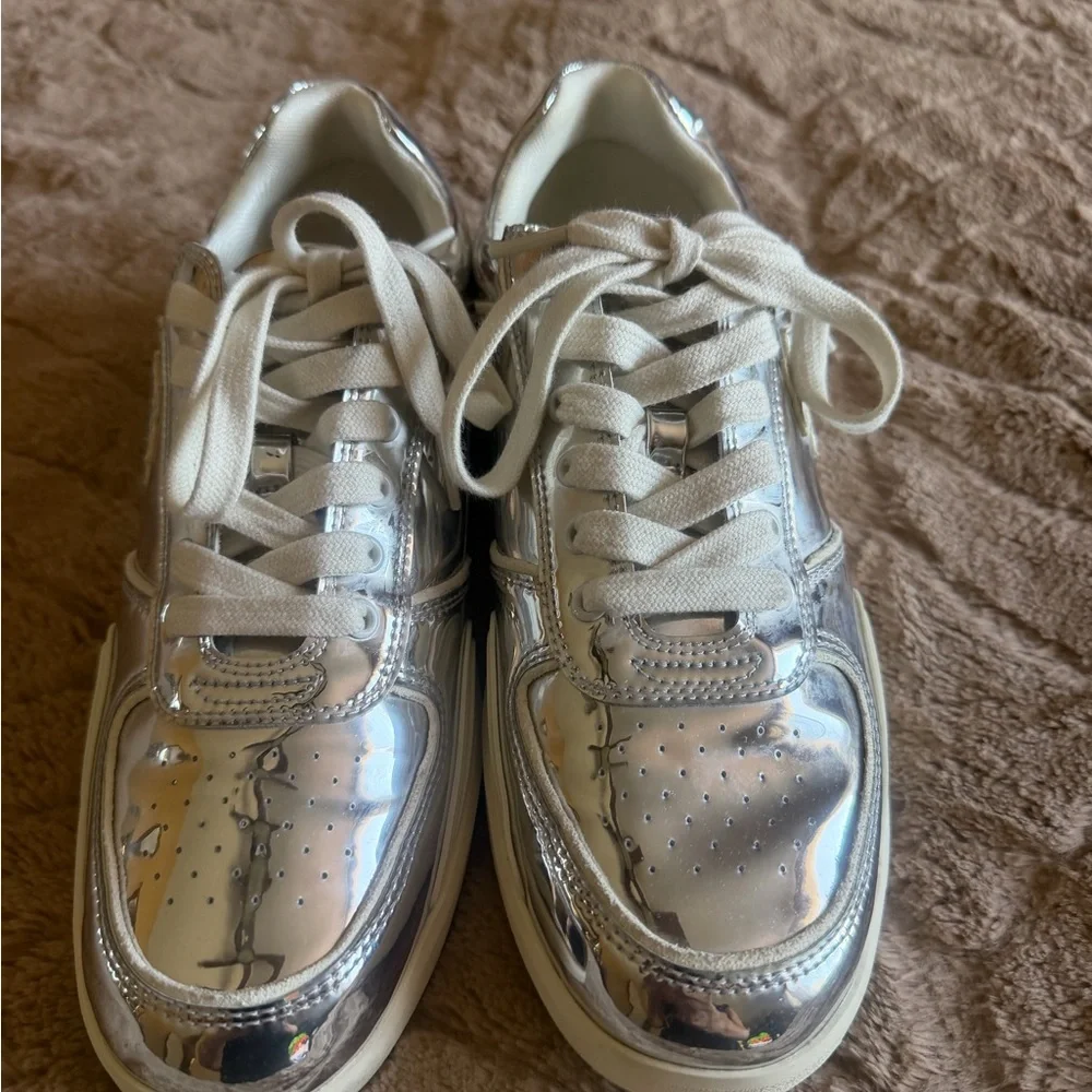 Tory Burch Silver Low-Top Sneakers